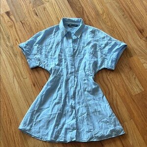 Zara Light Blue Button-Up Dress